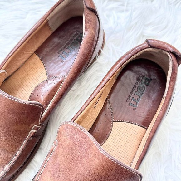 BORN Mens Driving Loafer Size 13M  Brown Leather Slip On Shoes Comfort Excellent - Picture 5 of 8